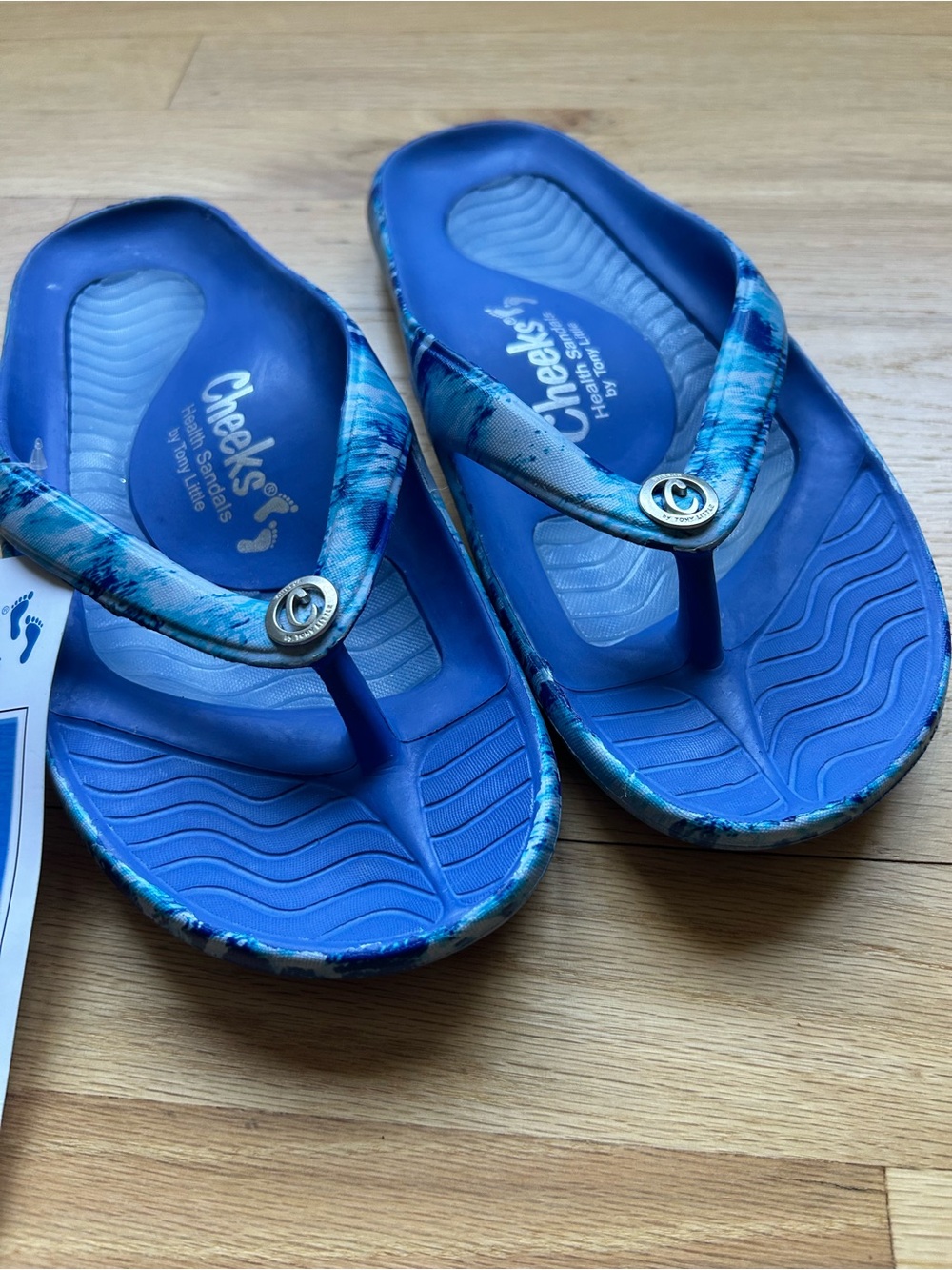 Tony Little CHEEKS Medallion Health Sandals One Piece Foot Technology Blue Sz 7 - Picture 2 of 5